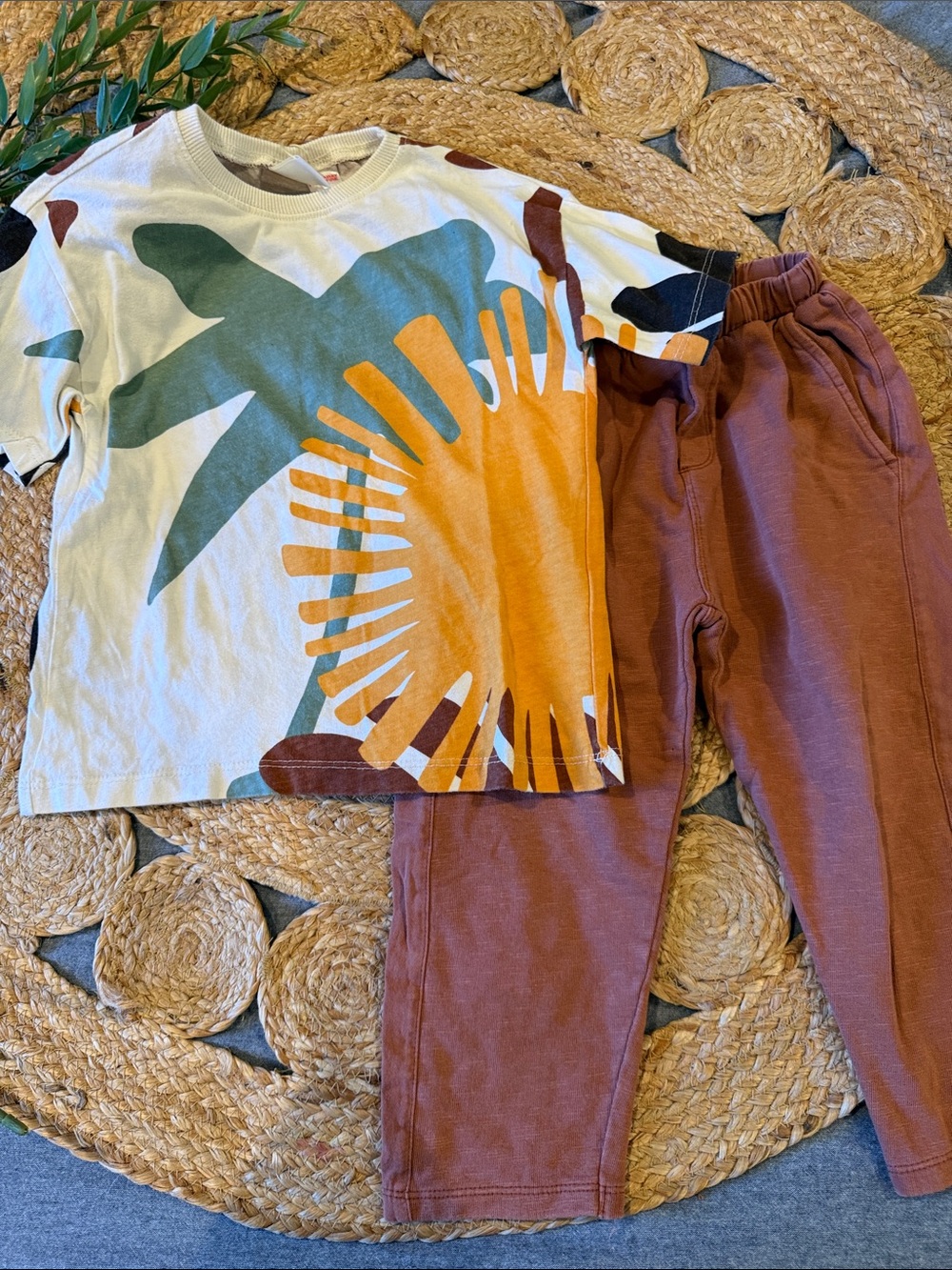 Zara 3-5 Toddler Outfit set Minimalist Fun Print. Cotton
